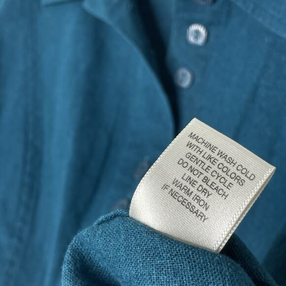 Womens Button Up Top Linen Blend Size M Beach Lagenlook Boho Coastal Lightweight - Picture 6 of 8